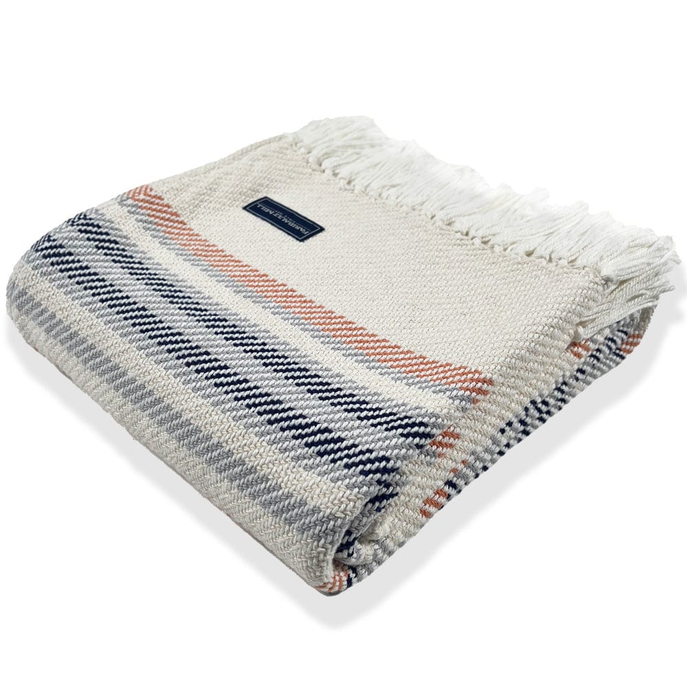 Adirondack Cotton Throw Natural Navy