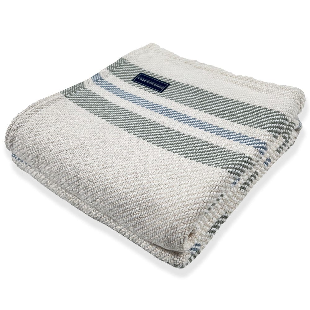 Cabin Cotton Throw - Natural/Tea/Misty Blue 48" x 70" active Cabin Cotton Throw Current Full Price group-gallery machine washable Maine New Lower Price personalization Stripes