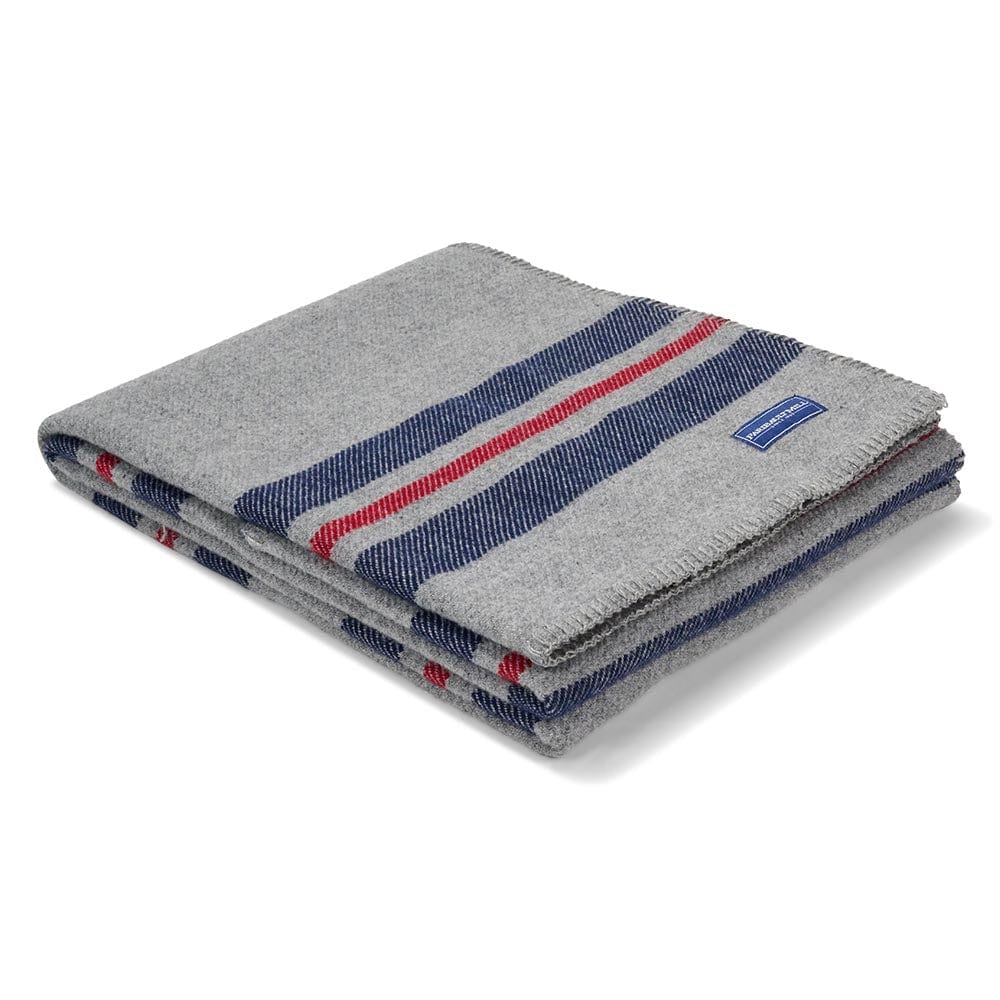 Factory Second Cabin Wool Throw - Heather Gray/Navy active Factory Second Cabin Wool Throw machine washable
