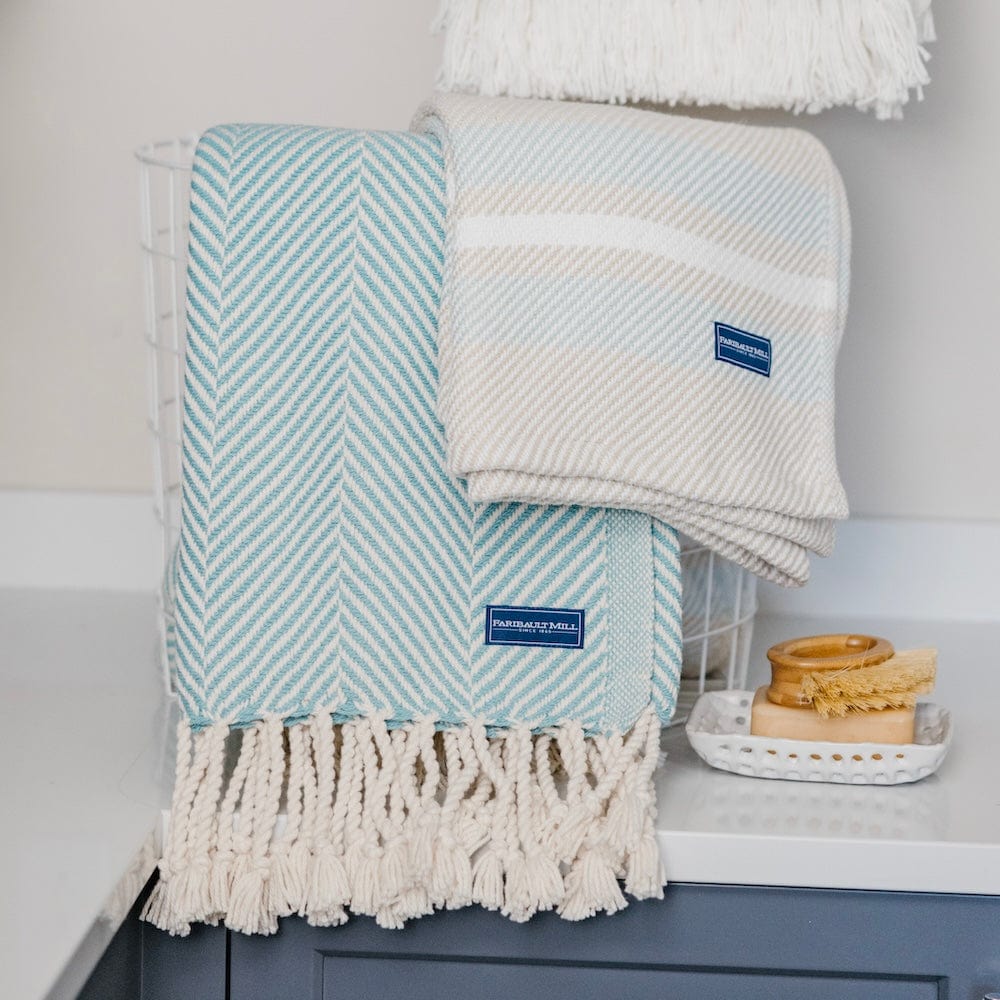 Monhegan Cotton Throw With Fringe active All Throws Best Seller Cotton Throws Current FWM group-gallery Herringbone Collection Herringbone Throw machine washable Monhegan Cotton Throw With Fringe Regular Priced Throws