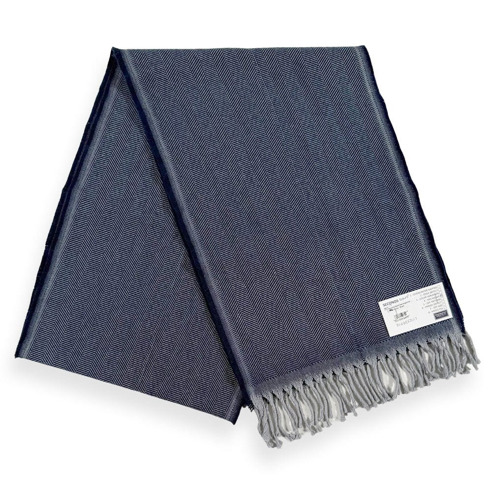 Factory Second Solid Herringbone Wool Scarf - Gray/Navy active dry clean only Faribault group-gallery