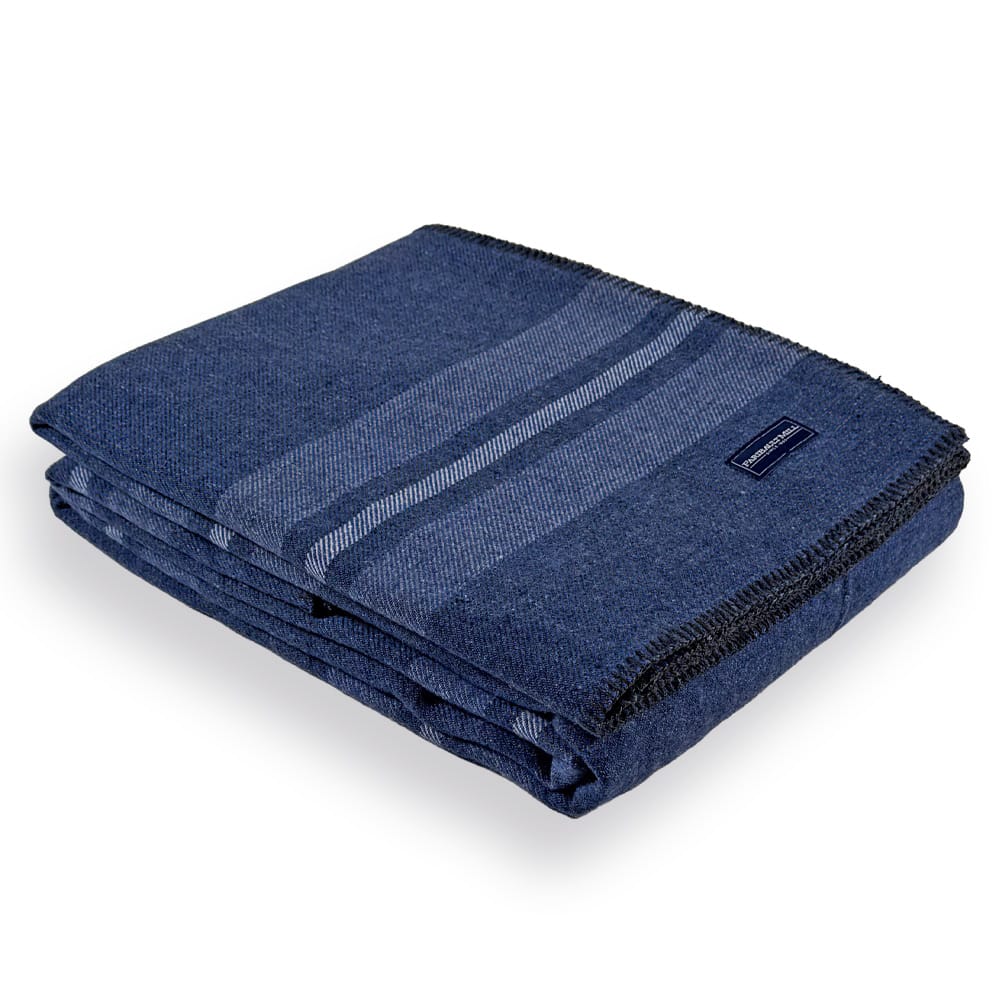 Limited Edition Cabin Wool Blanket - Royal Blue Queen active Cabin Wool Blanket Current Faribault Full group-gallery King machine washable Queen Stripes Twin