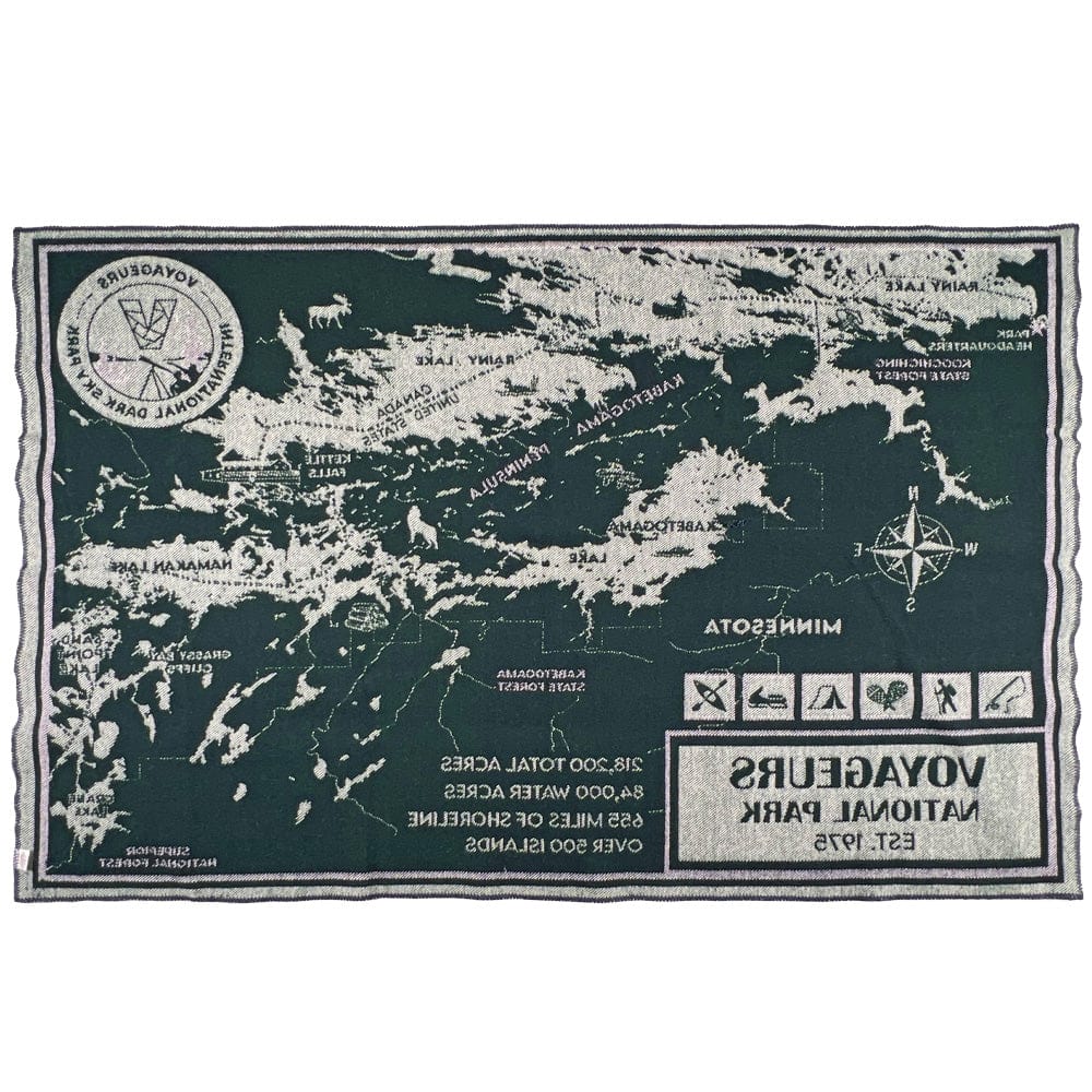 Factory Second Voyageurs National Park Map Wool Throw active Current Dry clean or hand wash