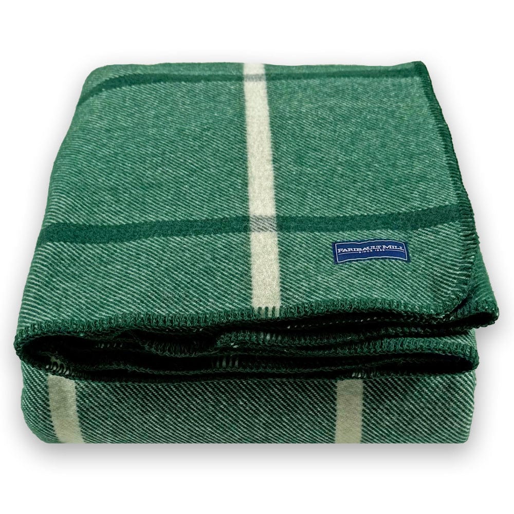 Windowpane Plaid Wool Blanket - Forest Green active Current Faribault Full Full Price group-gallery King Patterns & Plaids Queen Twin Windowpane Plaid Wool Blanket