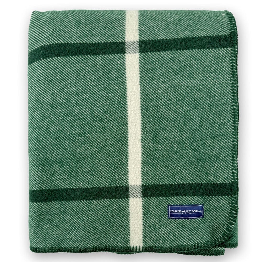 Windowpane Plaid Wool Blanket - Forest Green active Current Faribault Full Full Price group-gallery King Patterns & Plaids Queen Twin Windowpane Plaid Wool Blanket