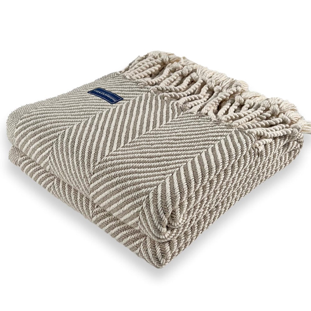 Brahms Mount 48" x 70" plus fringe Monhegan Cotton Throw With Fringe - Stone