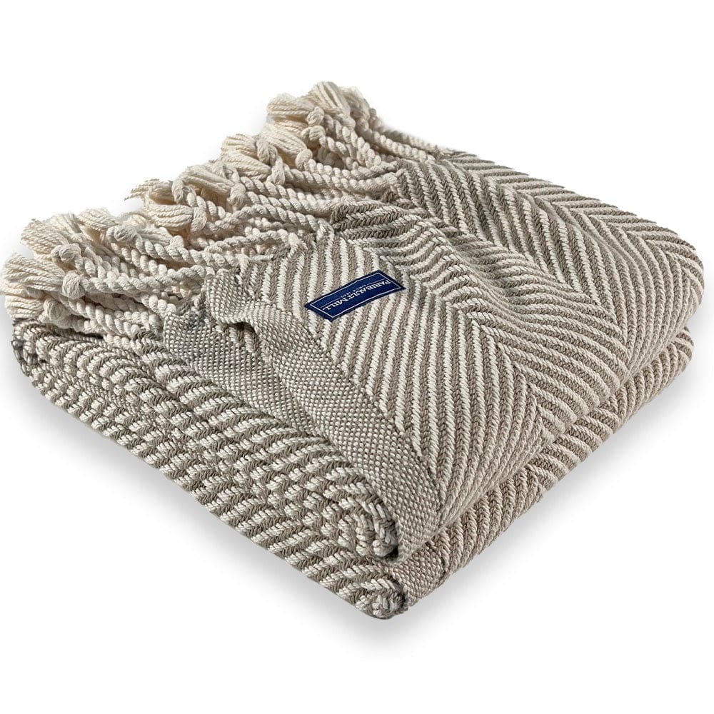 Brahms Mount 48" x 70" plus fringe Monhegan Cotton Throw With Fringe - Stone