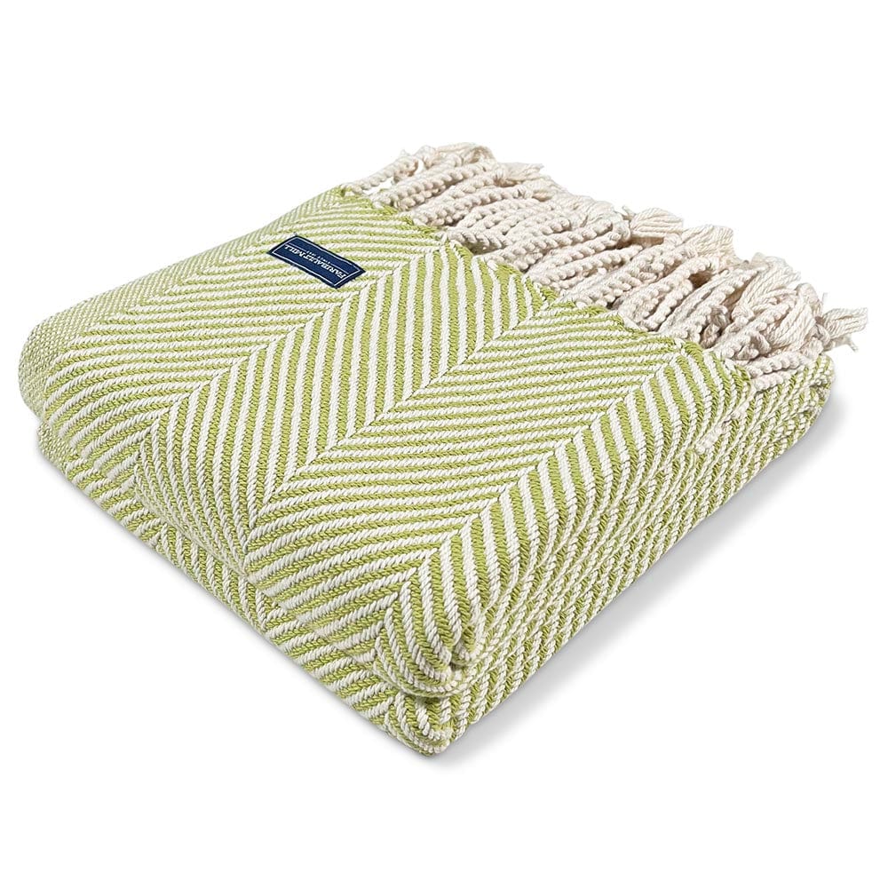 Brahms Mount Apple Green / With Fringe Monhegan Cotton Throw With Fringe