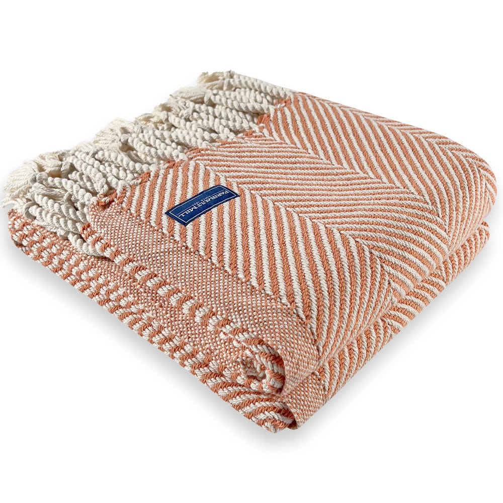 Brahms Mount Bittersweet / With Fringe Monhegan Cotton Throw With Fringe - Bittersweet