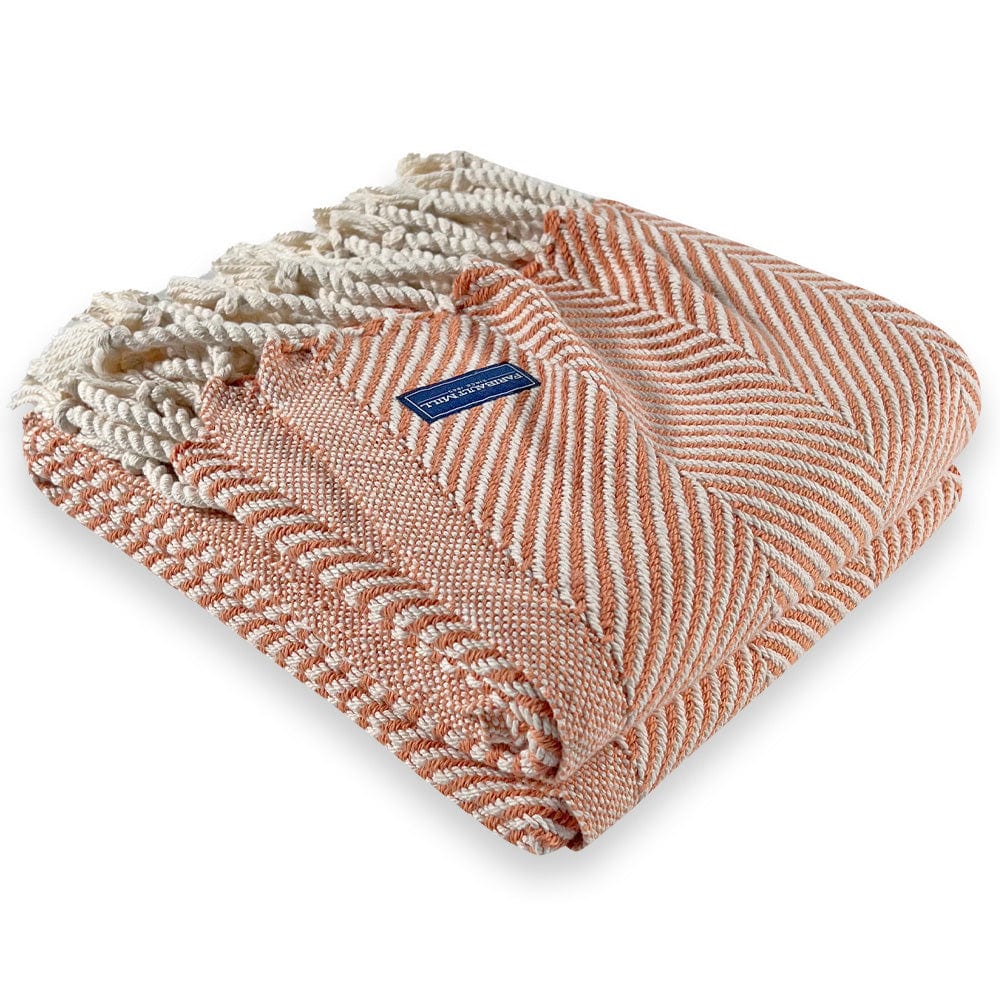 Brahms Mount Bittersweet / With Fringe Monhegan Cotton Throw With Fringe - Bittersweet