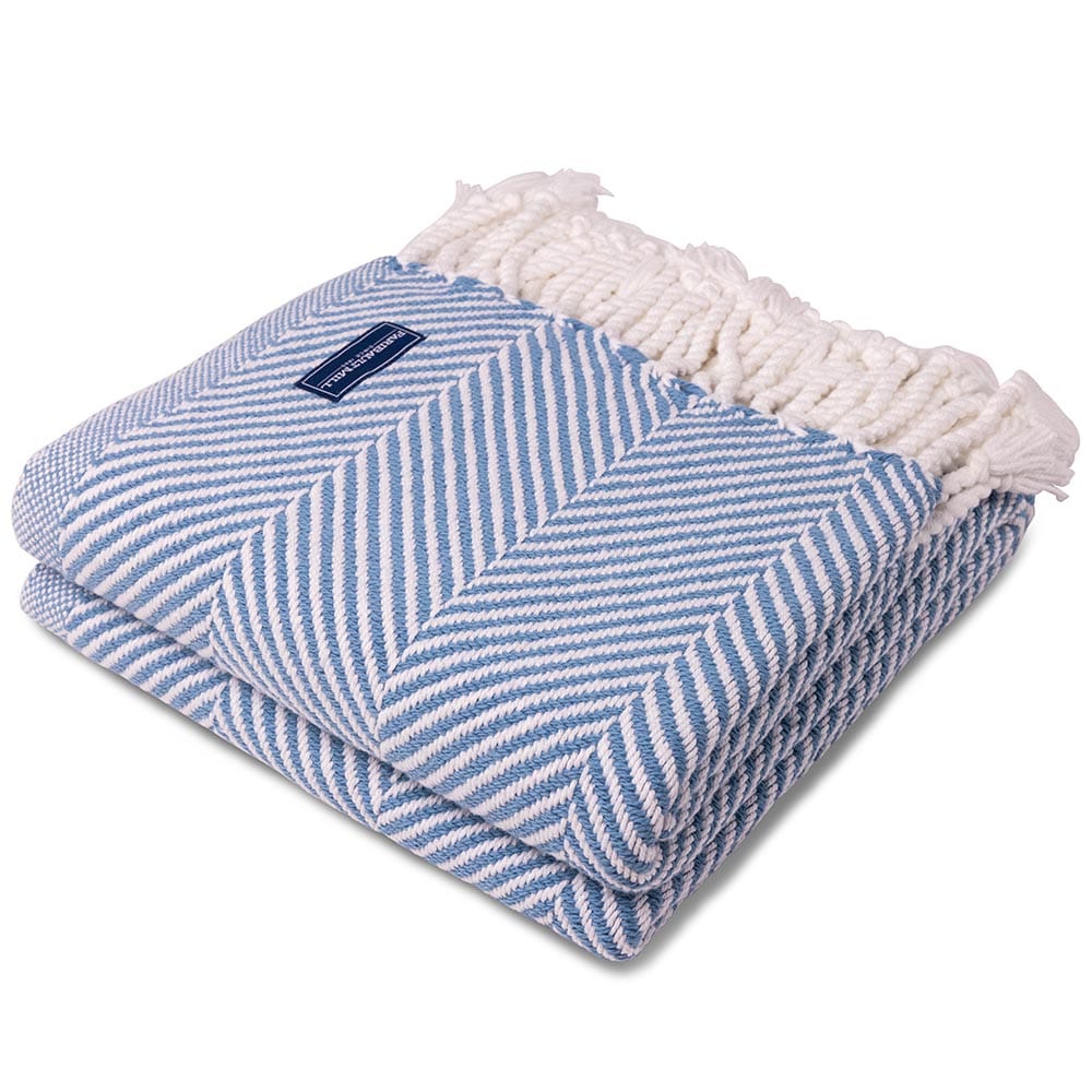 Brahms Mount Denim / With Fringe Monhegan Cotton Throw With Fringe