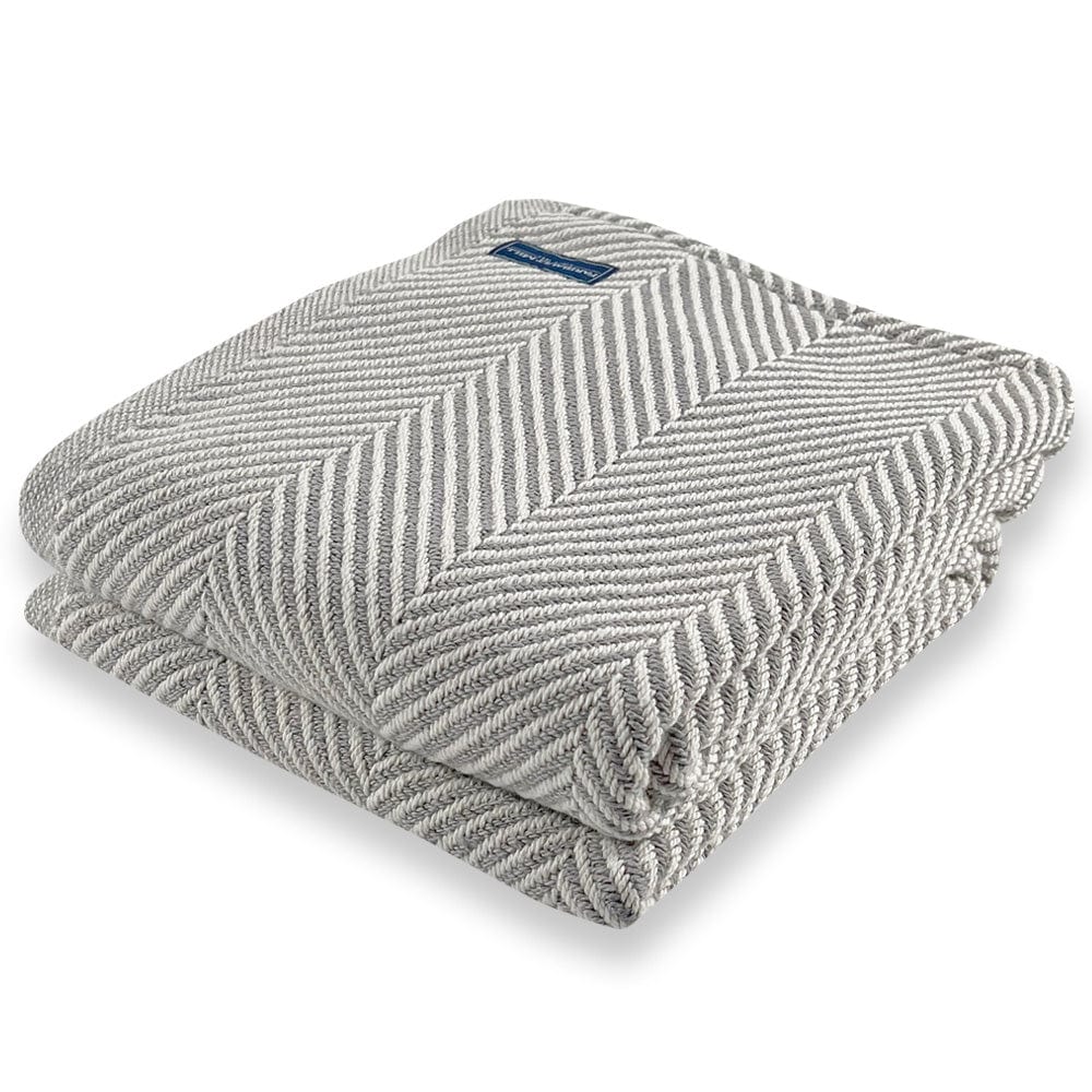 Brahms Mount Gray Heather / Fringeless Monhegan Cotton Throw Without Fringe - Gray Heather