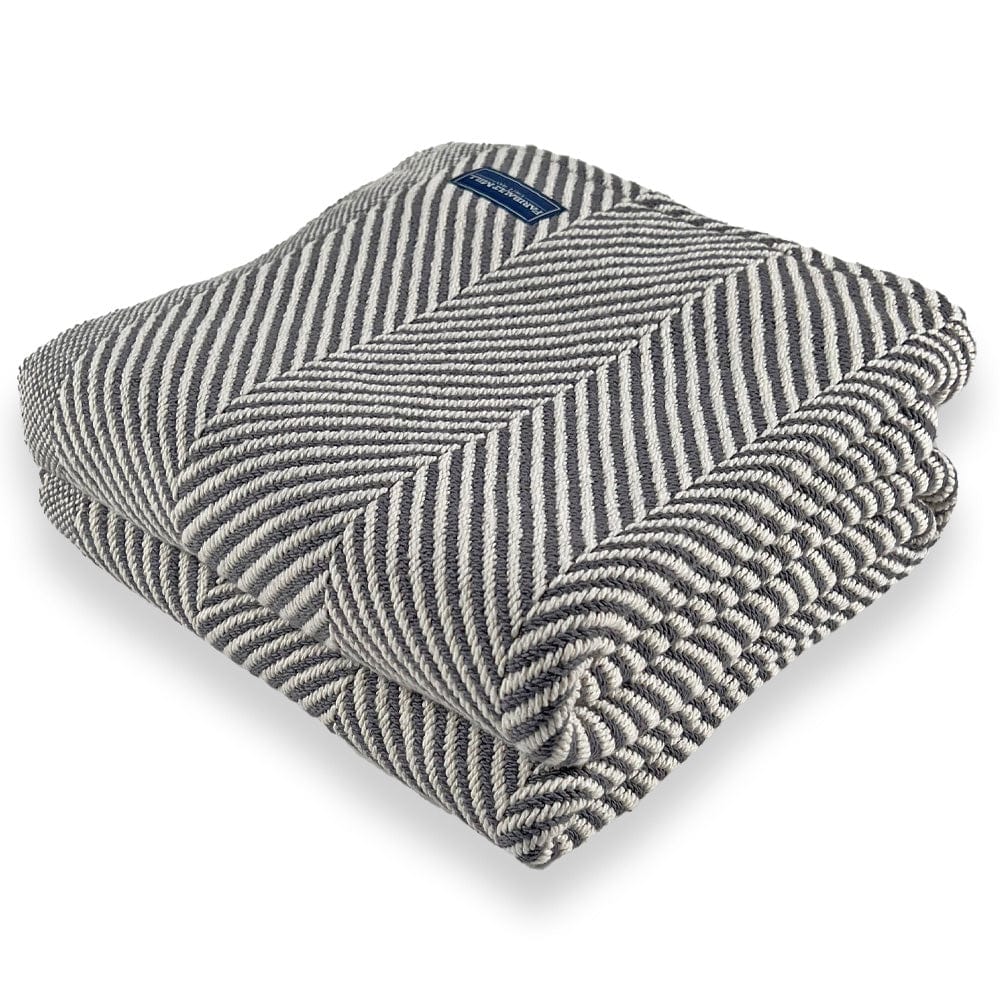 Brahms Mount Slate / Fringeless Monhegan Cotton Throw Without Fringe - Slate