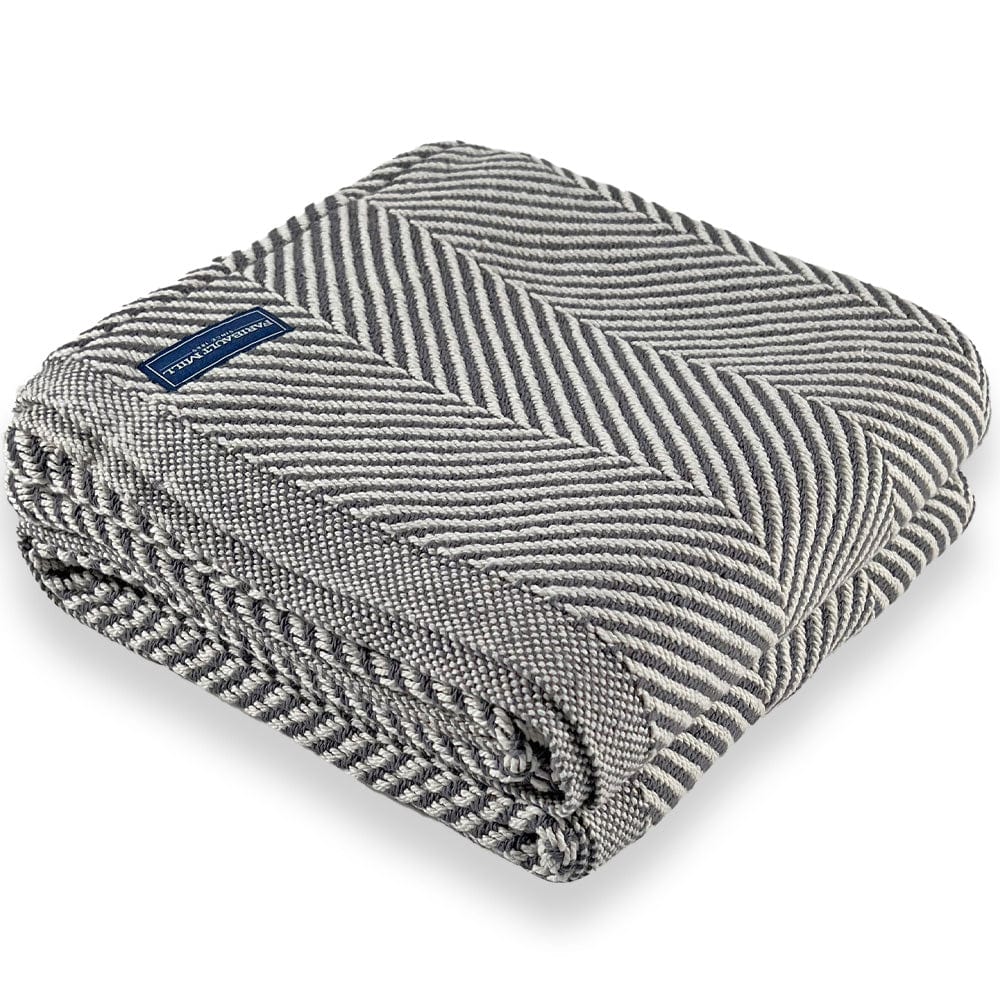 Brahms Mount Slate / Fringeless Monhegan Cotton Throw Without Fringe - Slate