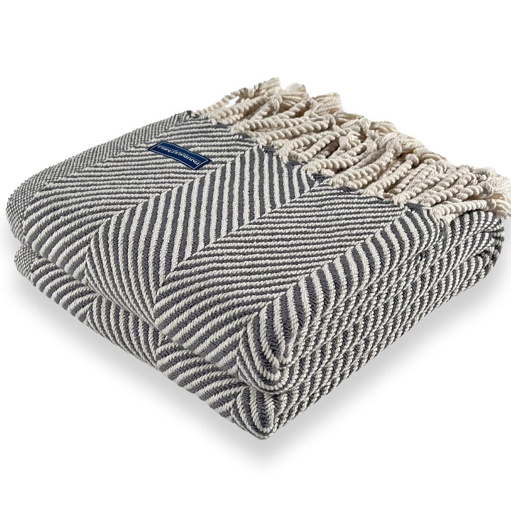 Brahms Mount Slate / With Fringe Monhegan Cotton Throw With Fringe - Slate