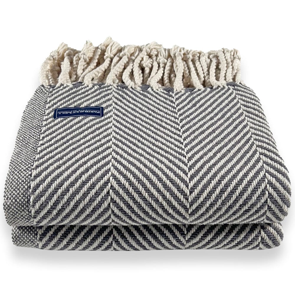 Brahms Mount Slate / With Fringe Monhegan Cotton Throw With Fringe - Slate