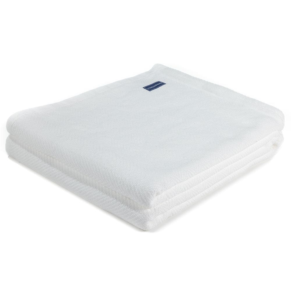 Brahms Mount Twin Penobscot Cotton Blanket - White