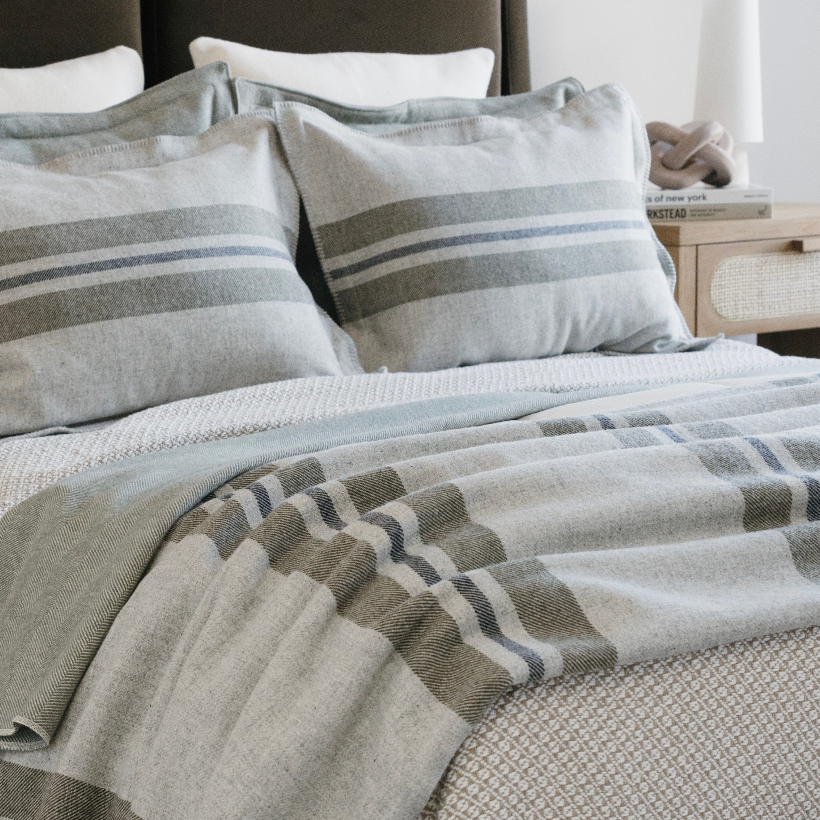Cabin Wool Blanket - Smoke active Cabin Wool Blanket Current Full group-gallery King machine washable personalization Queen Stripes Twin
