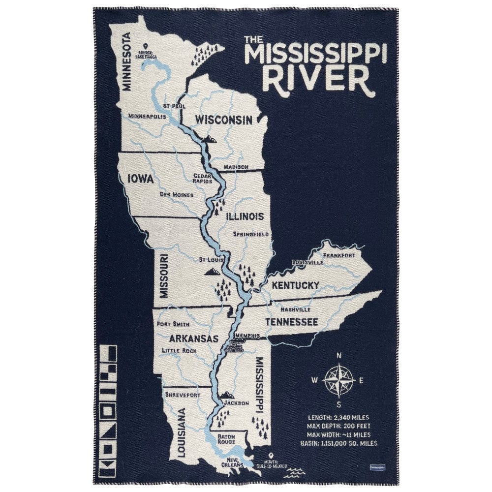 Faribault Mill 42" x 65" Mississippi River Wool Throw