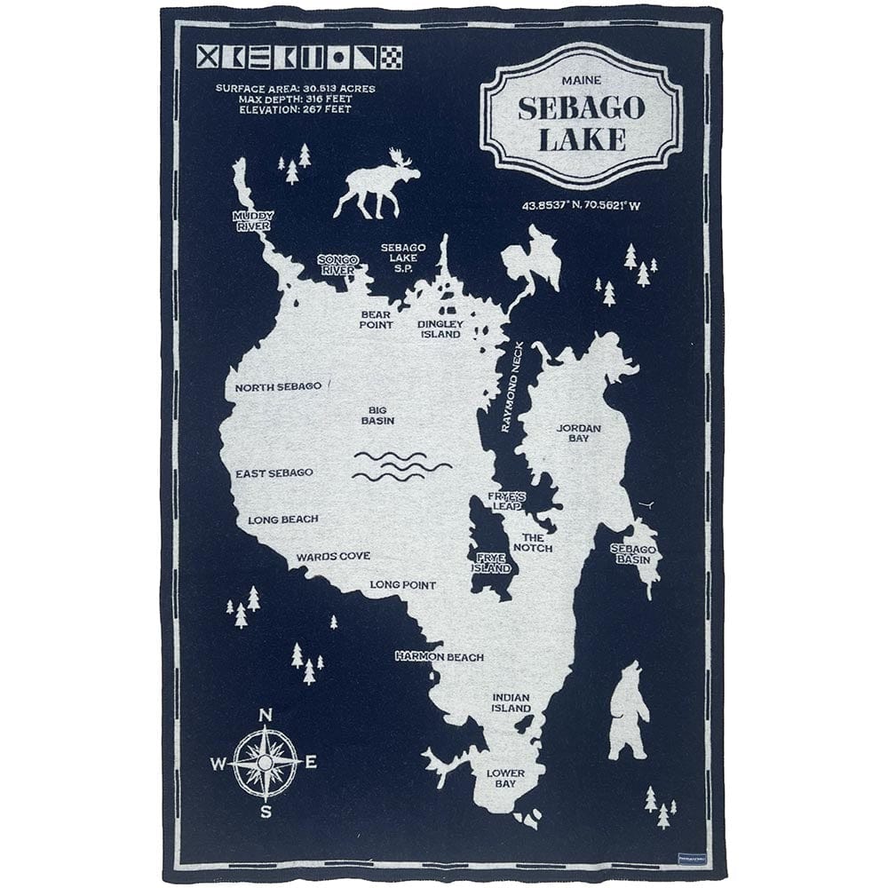Faribault Mill 42" x 65" Sebago Lake Map Wool Throw Blanket
