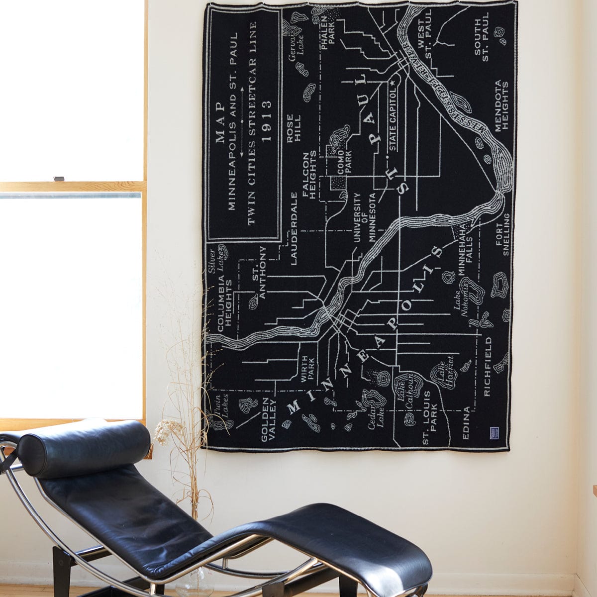 Faribault Mill 48" x 68" Minneapolis-Saint Paul Map Wool Throw