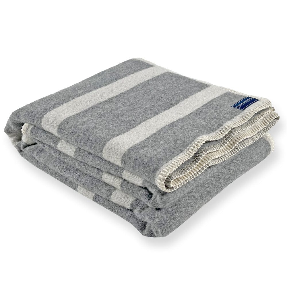 Faribault Mill 50" x 72" Factory Second Reversible Framed Stripe Wool Throw - Heather Gray