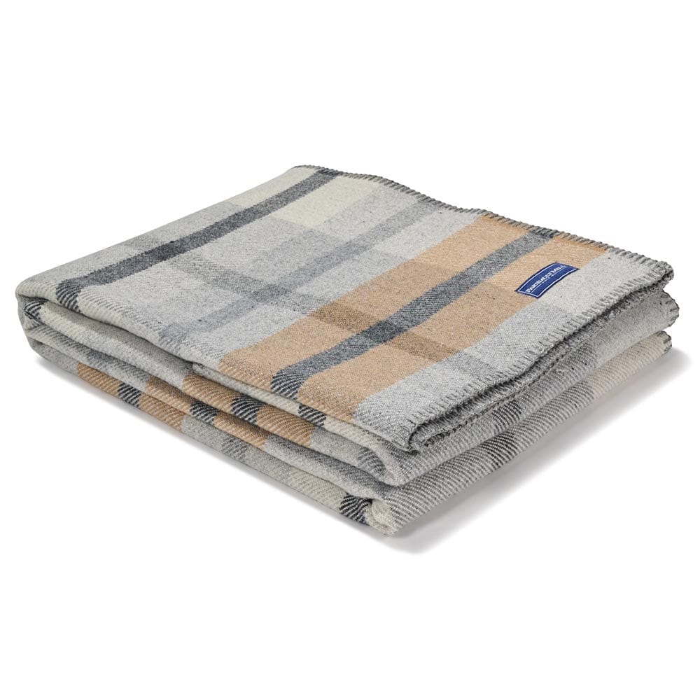 Faribault Mill 50" x 72" Northfield Plaid Wool Throw Blanket - Heritage Beige