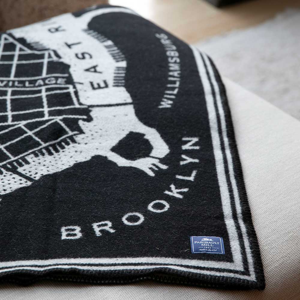 Factory Second Brooklyn Map Wool Throw active Dry clean or hand wash Faribault Lakes & Maps
