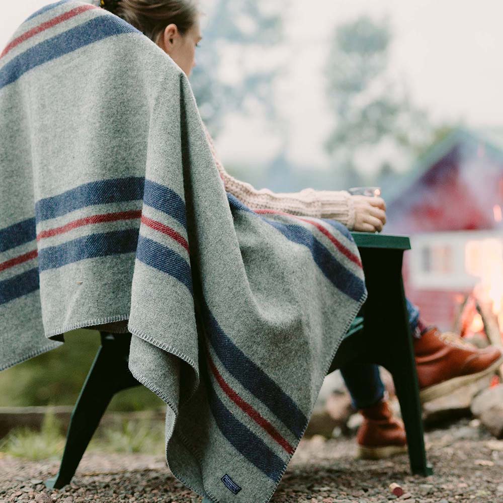 Cabin Wool Throw - Heather Gray active Cabin Wool Throw Current Faribault Full Price group-gallery machine washable New Lower Price personalization Stripes