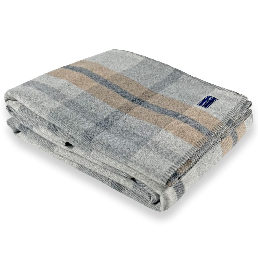 Faribault Mill Heritage Beige / Twin Northfield Plaid Wool Blanket