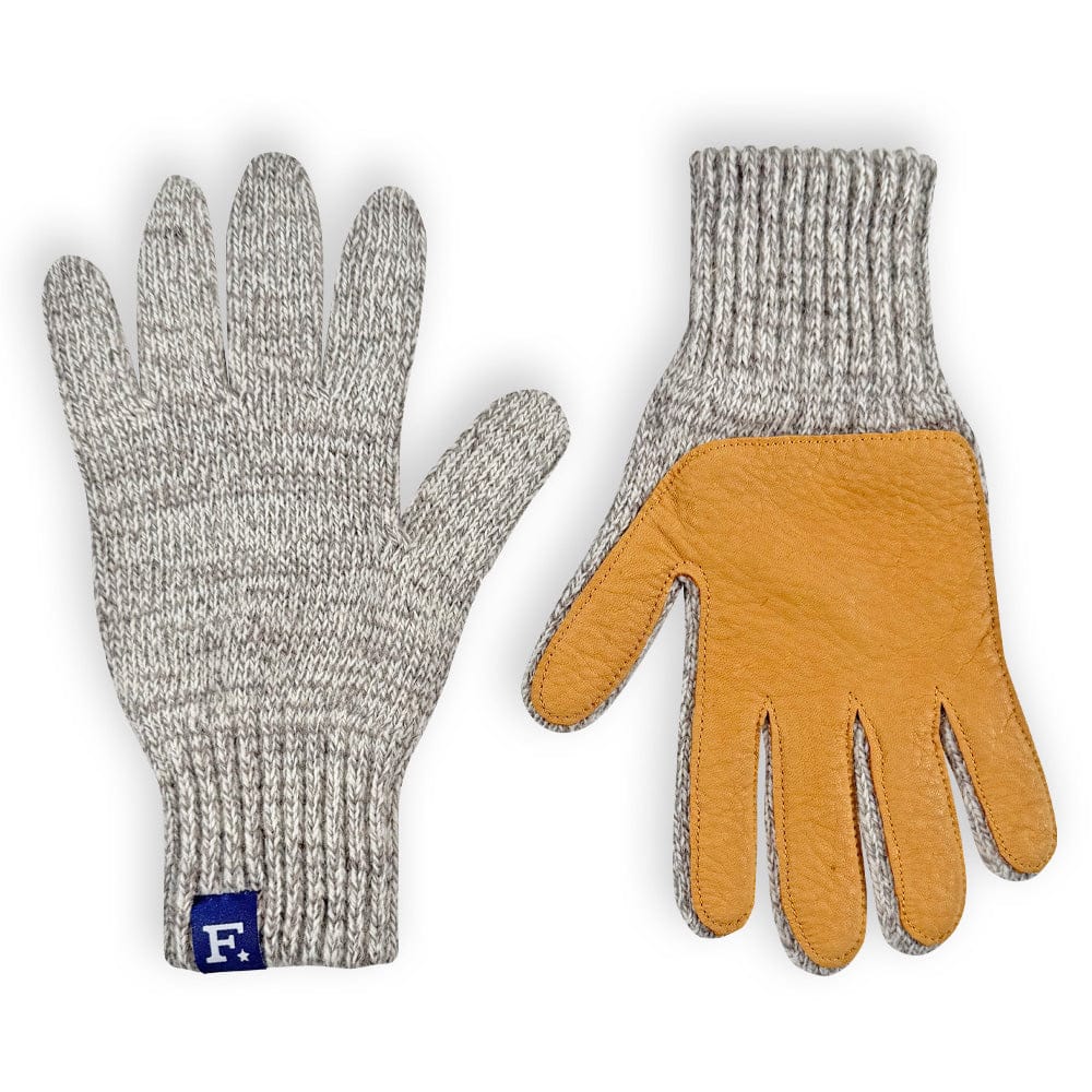 Faribault Mill Medium Gloves with Leather - Natural/Oatmeal