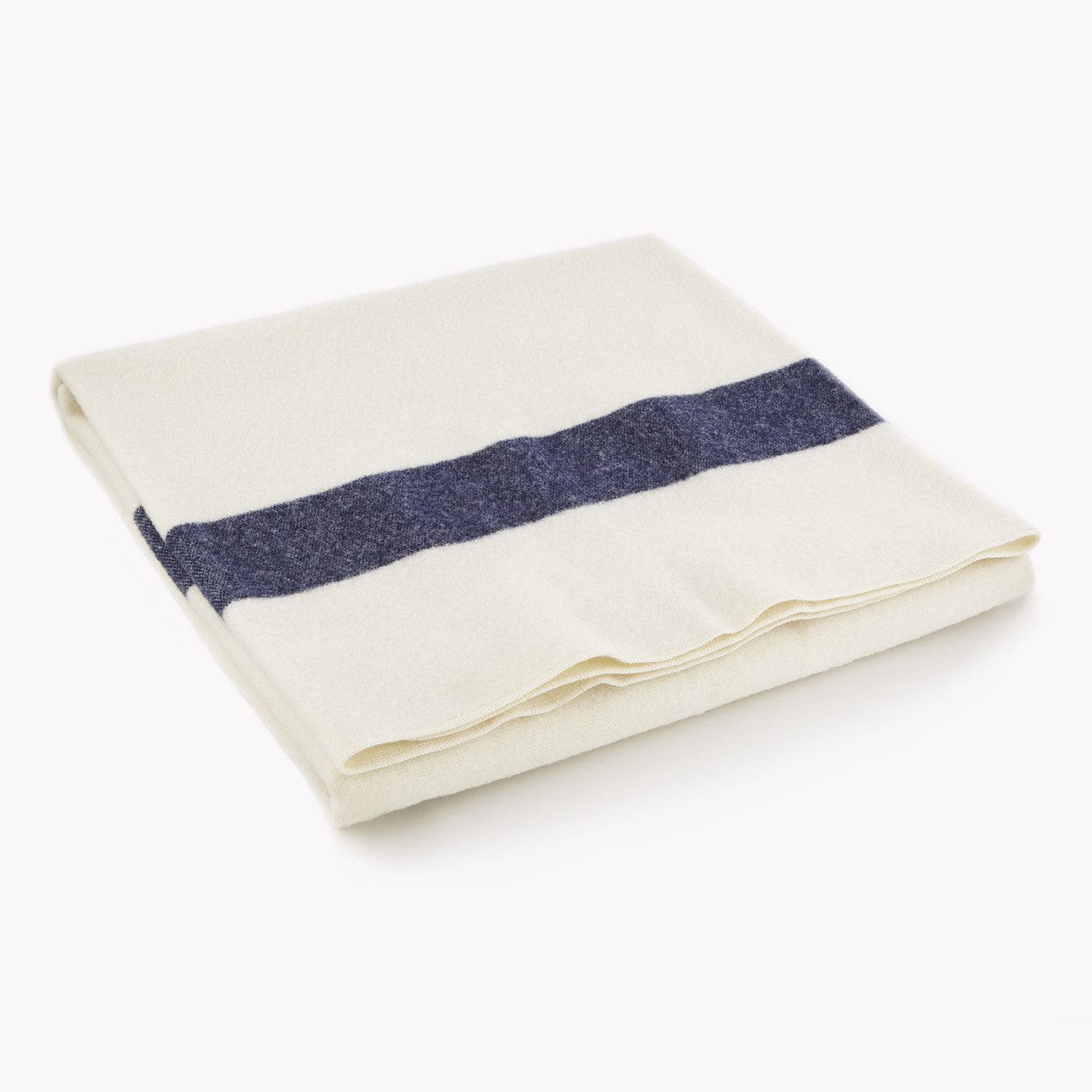 Classic Natural Wool Baby Blanket - Navy Stripe Natural active Faribault machine washable