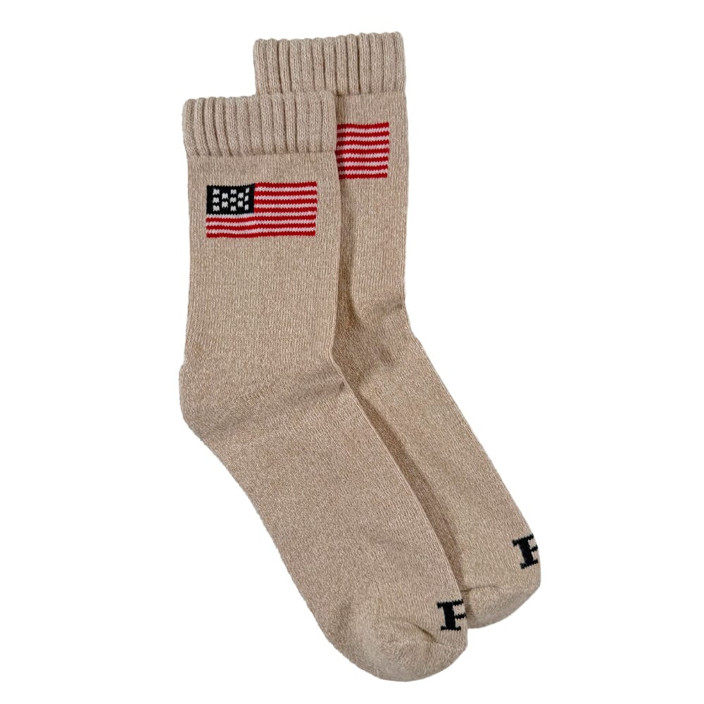 Faribault Mill One Size American Flag Cotton Marled Socks - Wheat/Natural