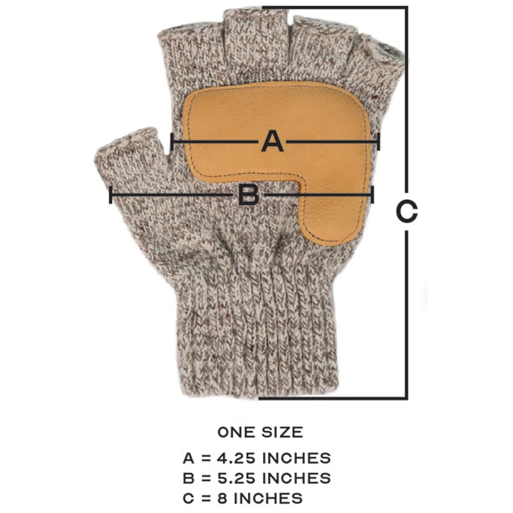 Faribault Mill One Size Fingerless Gloves with Leather - Natural/Oatmeal