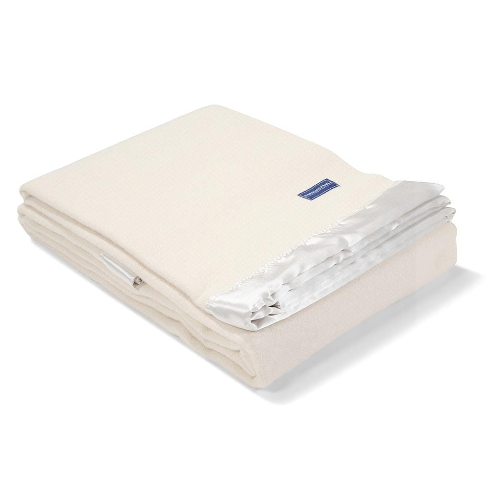 Faribault Mill Twin Pure & Simple Satin Wool Blanket - Bone White
