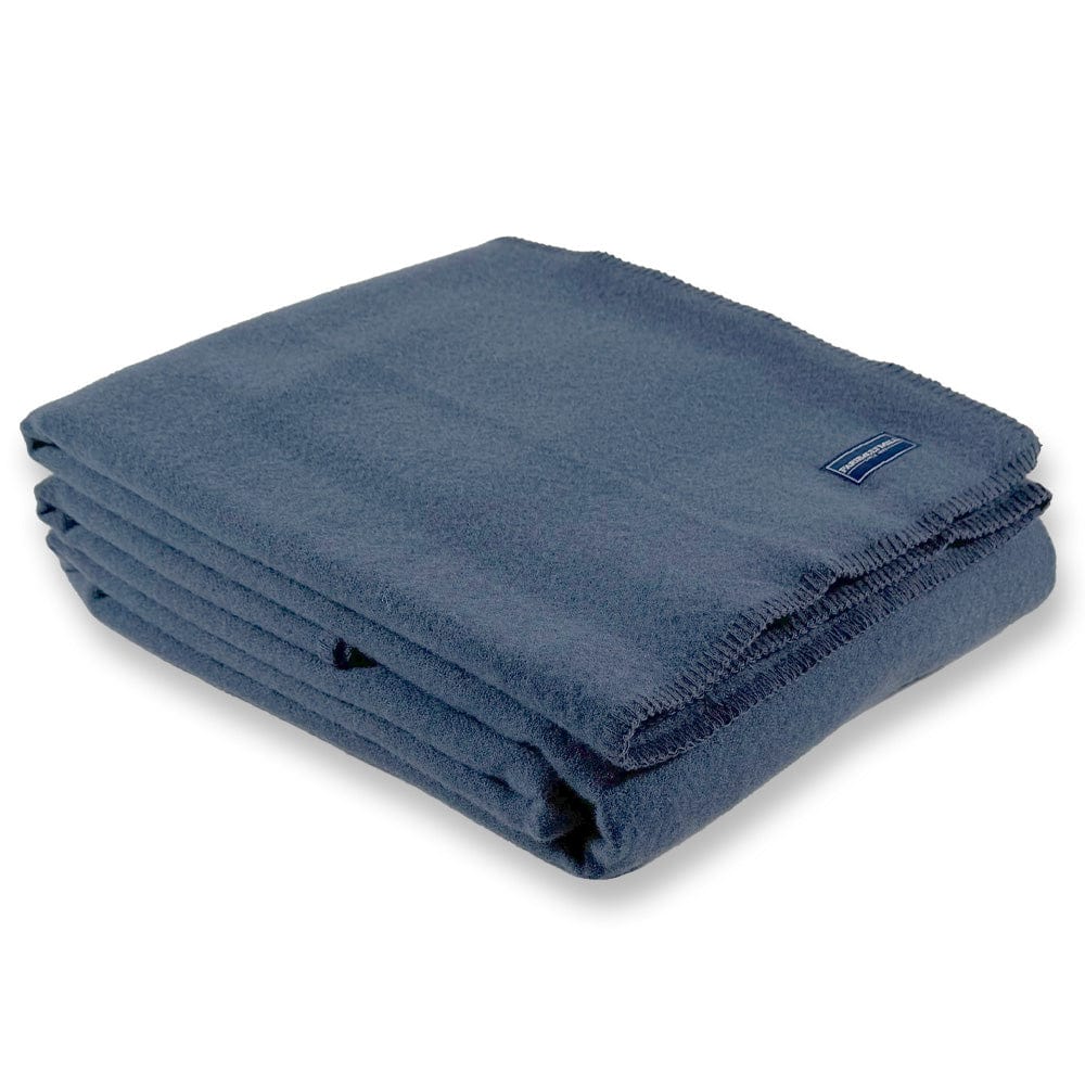 Faribault Mill Twin Pure & Simple Wool Blanket - Steel Blue