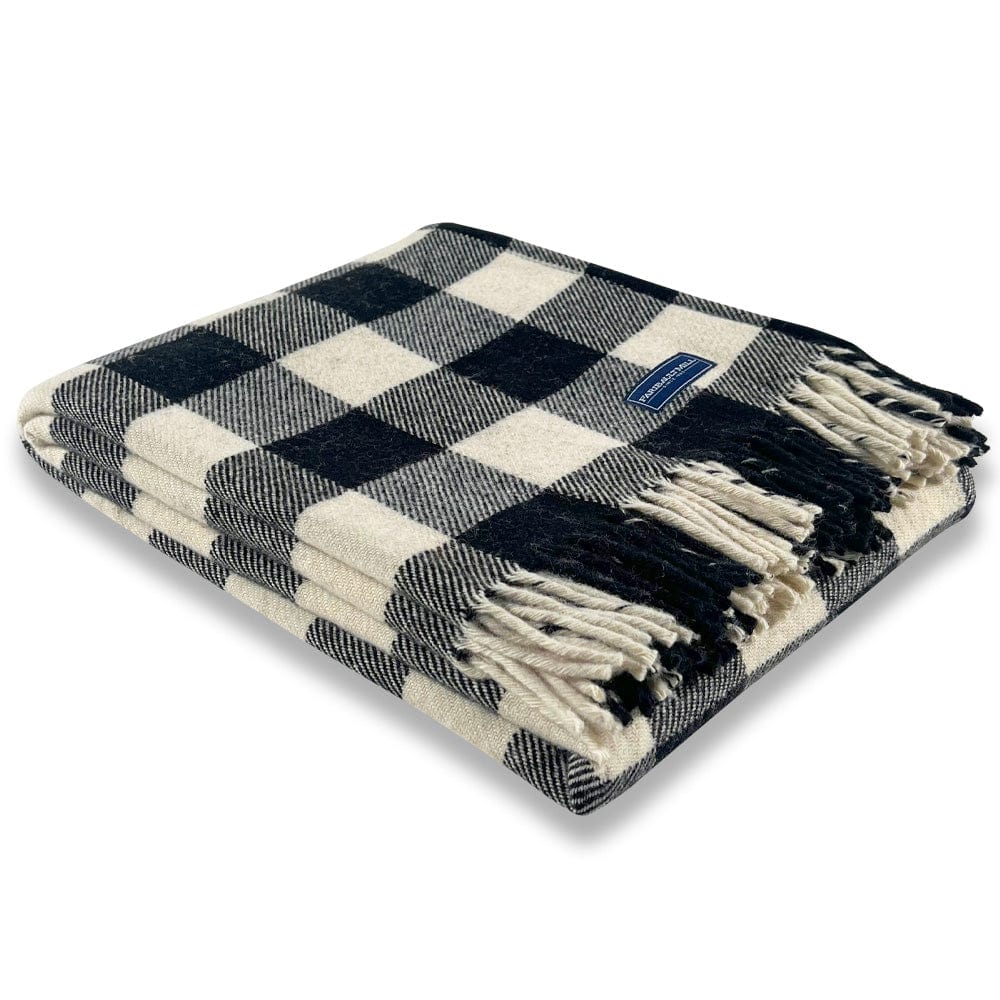 Faribault Woolen Mill 50" x 63" Factory Second Buffalo Check Throw - White