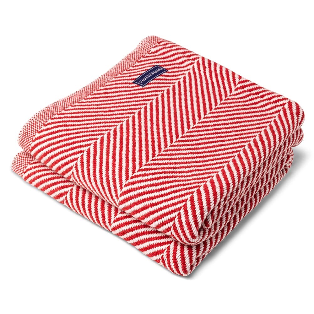 Monhegan Cotton Throw Without Fringe - Breton Red 48" x 70" active All Throws Best Seller Cotton Throws Current Full Price FWM group-gallery Herringbone Collection Herringbone Throw machine washable Maine Monhegan Cotton Throw Without Fringe New Lower Price personalization Regular Priced Throws