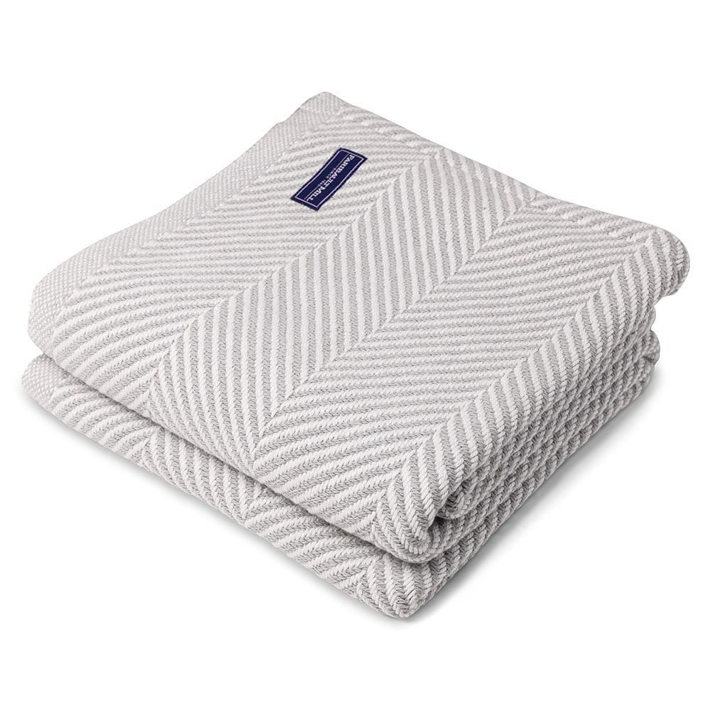 Monhegan Cotton Throw Without Fringe - Dove Gray 48" x 70" active All Throws Best Seller Cotton Throws Current Full Price FWM group-gallery Herringbone Collection Herringbone Throw machine washable Maine Monhegan Cotton Throw Without Fringe New Lower Price personalization Regular Priced Throws