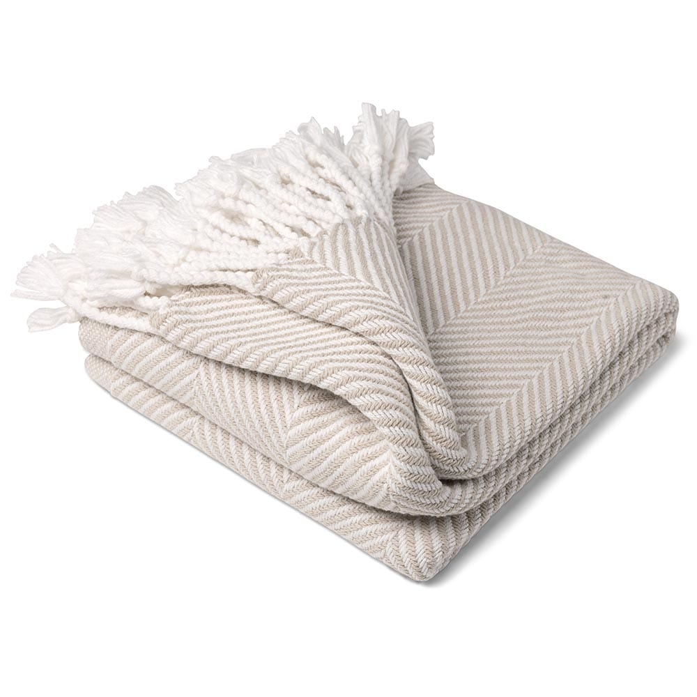 Monhegan Cotton Throw With Fringe - Oyster active All Throws Best Seller Cotton Throws Current Full Price FWM group-gallery Herringbone Collection Herringbone Throw machine washable Maine Monhegan Cotton Throw With Fringe New Lower Price personalization Regular Priced Throws