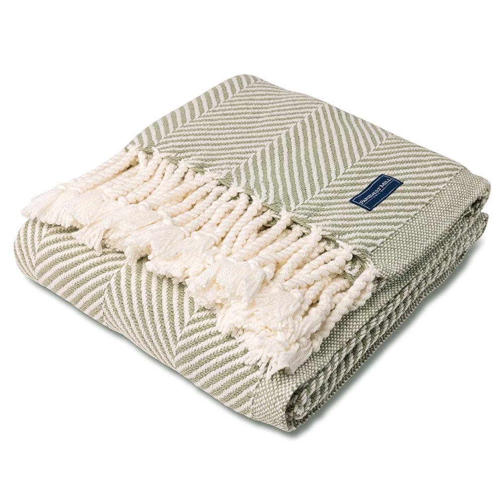 Monhegan Cotton Throw With Fringe - Tea active All Throws Best Seller Cotton Throws Current Full Price FWM group-gallery Herringbone Collection Herringbone Throw machine washable Maine Monhegan Cotton Throw With Fringe New Lower Price personalization Regular Priced Throws