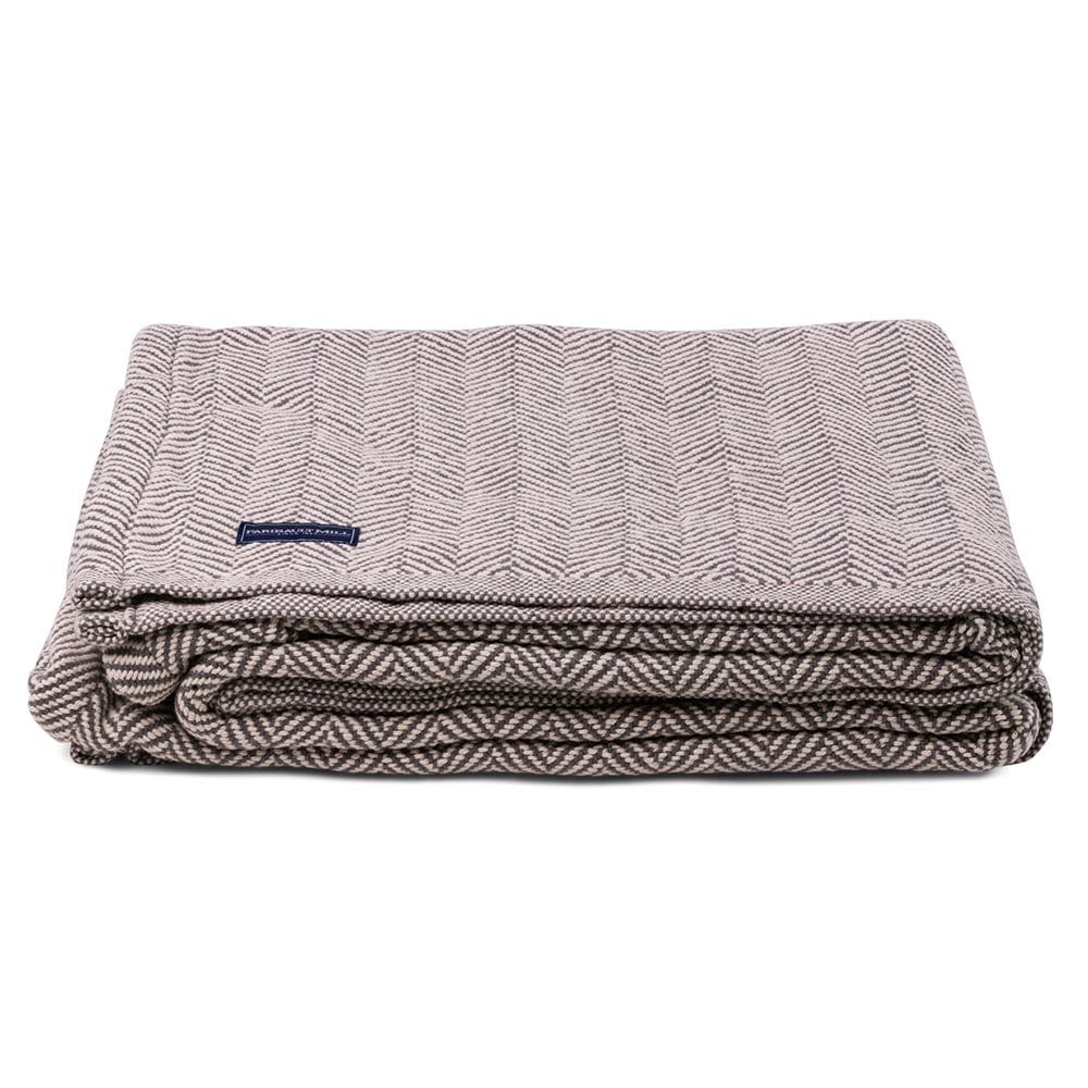 Penobscot Cotton Blanket - Slate active Current Full Full Price group-gallery Herringbone King machine washable Maine New Lower Price Patterns & Plaids Penobscot Cotton Blanket personalization Queen Twin