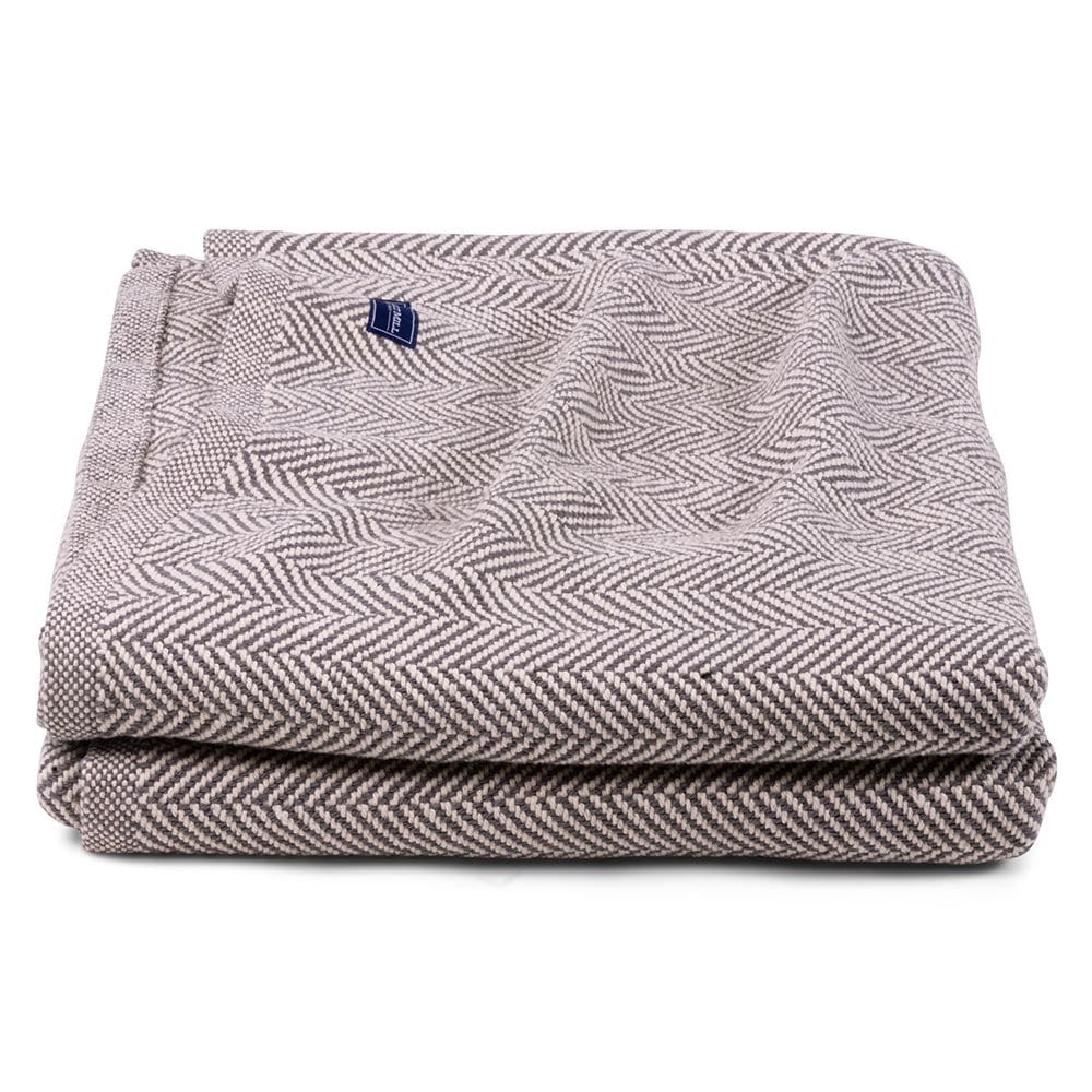 Penobscot Cotton Blanket - Slate active Current Full Full Price group-gallery Herringbone King machine washable Maine New Lower Price Patterns & Plaids Penobscot Cotton Blanket personalization Queen Twin