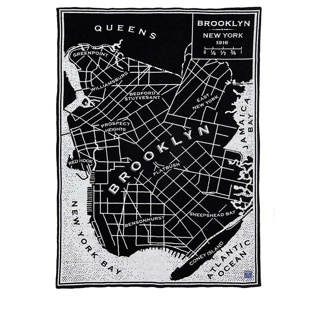 Brooklyn Map Wool Throw 48" x 68" active Current Dry clean or hand wash Faribault Lakes & Maps New Lower Price
