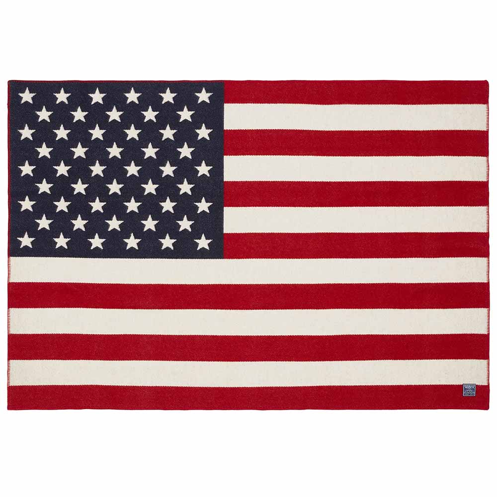 American Flag Wool Throw 42" x 65" active Current Dry clean or hand wash Faribault Full Price Great Flags New Lower Price