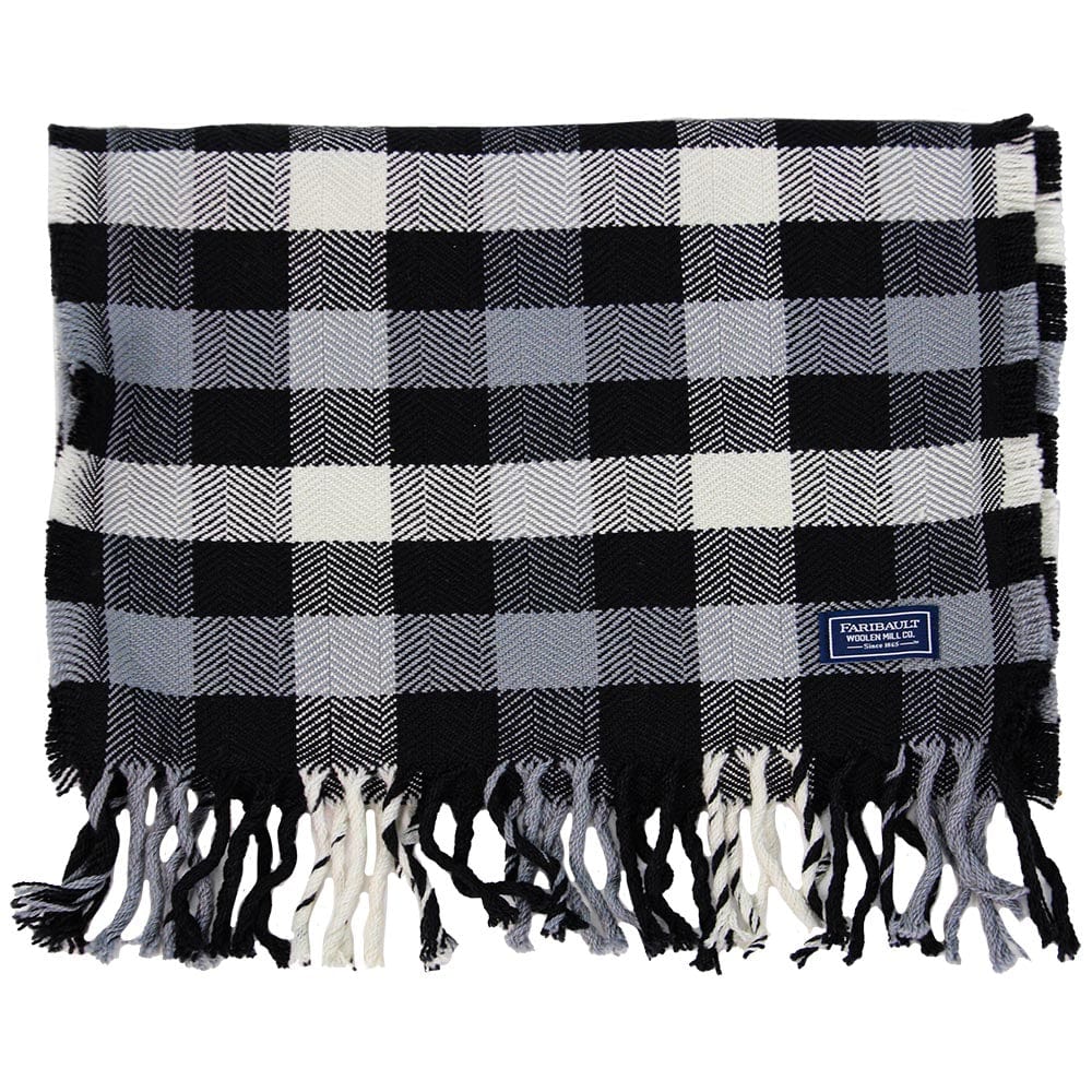 Factory Second Tri-Color Buffalo Check Wool Scarf - Gray Gray active dry clean only Faribault