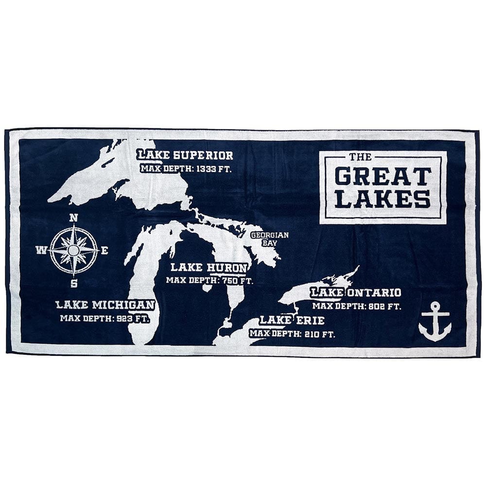 Great Lakes Map Towel Great Lakes active Current Faribault Full Price machine washable New Lower Price Towel