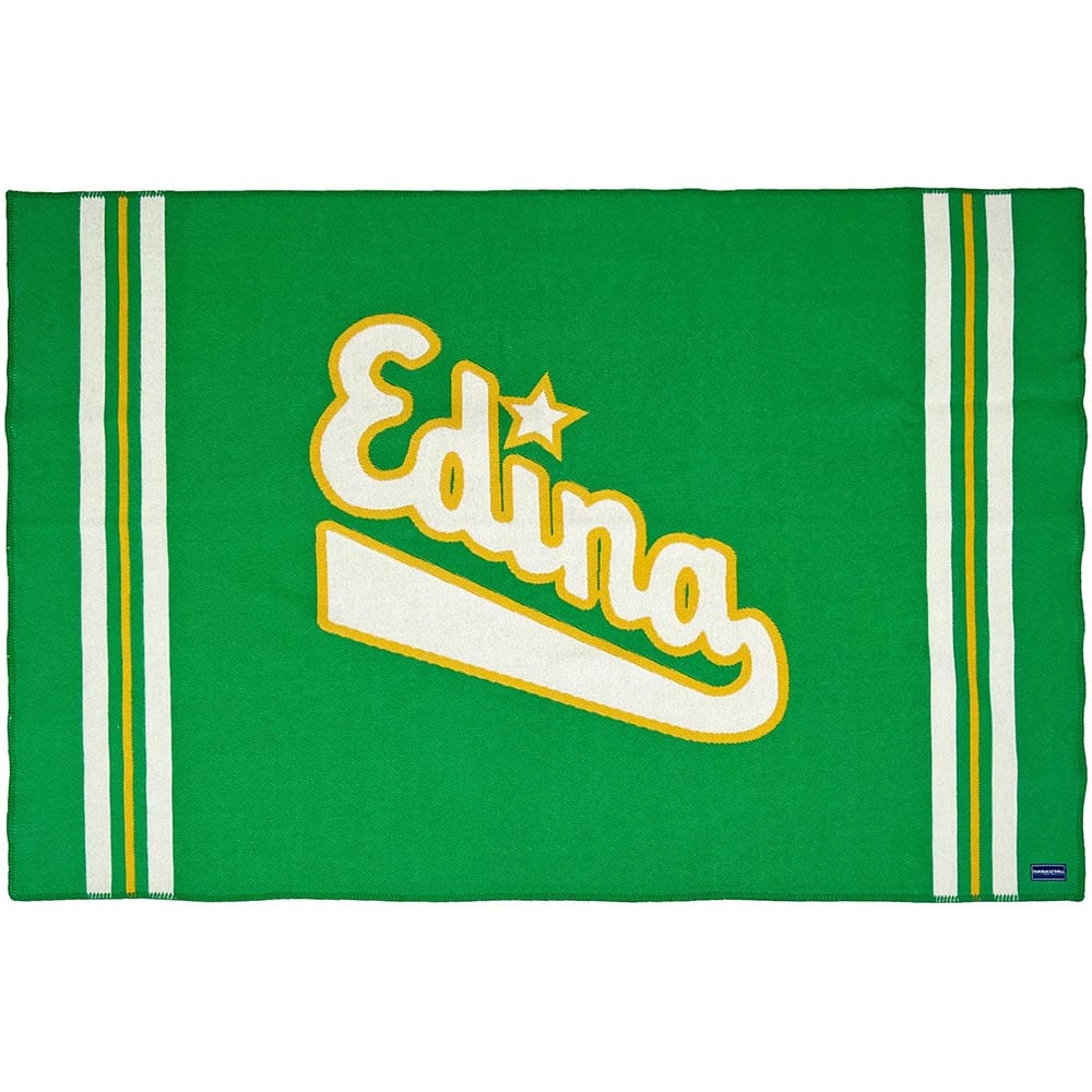 Edina High School Varsity Letter Throw Blanket Green active Faribault group-gallery personalization