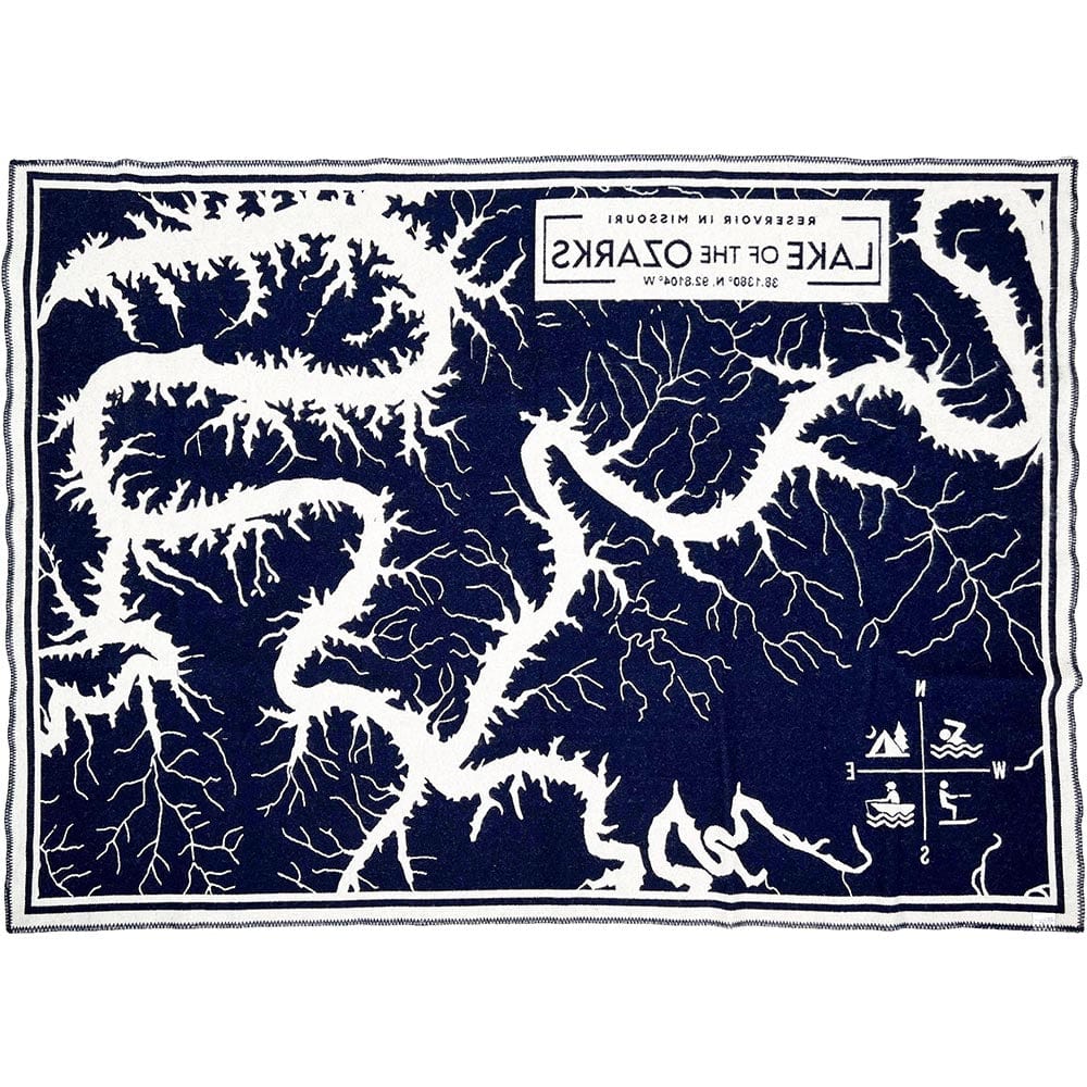 Lake of the Ozarks Map Wool Throw Blanket active Current Dry clean or hand wash Faribault Lakes & Maps