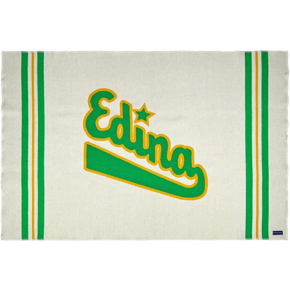 Edina High School Varsity Letter Throw Blanket Natural active Faribault group-gallery personalization